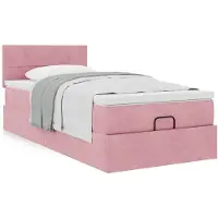 vidaXL Ottoman-lit avec matelas rose 100x200 cm velours