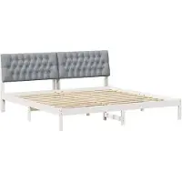vidaXL Cadre de lit avec tête de lit rembourrée blanc 200 x 200 cm