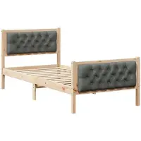 vidaXL Cadre de lit gris foncé 90 x 190 cm Pin massif