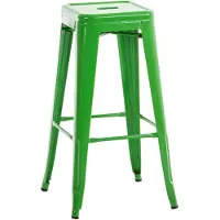 Décoshop26 Tabouret de bar empilable avec repose-pieds design industriel factory métal vert TDB10406