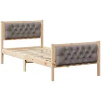 vidaXL Cadre de lit avec tête de lit taupe 90 x 190 cm Pin massif