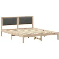 vidaXL Cadre de lit avec tête de lit rembourrée gris foncé 150 x 200 cm