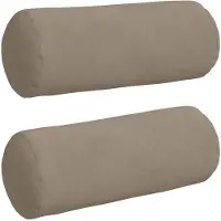 vidaXL Coussins D'accent 2 Pcs Taupe Ø 15 X 40 Cm Tissu En Microfibre
