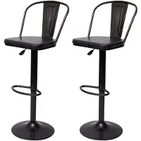 Décoshop26 2x tabourets de bar en synthétique gris et métal noir style industrielle hauteur réglable TDB04054