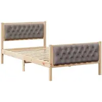 vidaXL Cadre de lit avec tête de lit taupe 100 x 200 cm Pin massif
