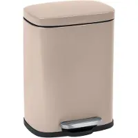 Wenko Poubelle à Pédale Design Leno Avec Frein De Chute 'easy Closé, Petite Poubelle Salle De Bain Capacité 5l, Acier Inox, 21,5x19x29,5 Cm, Taupe -