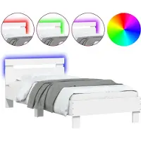 vidaXL Cadre de lit avec tête de lit et lampes LED blanc 90x190 cm