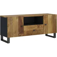 The Living Store Armoire TV 105x33,5x46 cm Bois massif de mangue & dérivés du bois