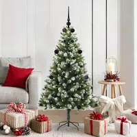 vidaXL Sapin de Noël artificiel à charnière avec neige en flocons