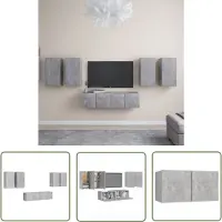 The Living Store Ensemble de 6 meubles TV gris béton en bois composite