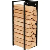 Relaxdays Étagère à bois , fixation murale, dimensions : 75 x 25 x 25 cm, bois de chauffage, revêtement par poudrage, fer, étagère à bois, noir
