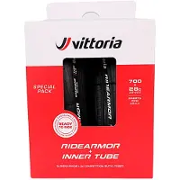 Vittoria 2x Ridearmor Tubeless 700c X 28 + 2x Competition Tubes Road Tyre Clair 700C x 28