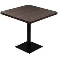 Helloshop26 Table haute mange debout bar bistrot MDF et acier carré 80 x 80 cm frêne foncé marron 0902107