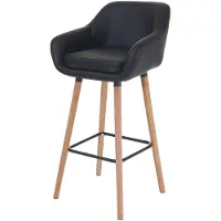 Mendler Tabouret de bar Malmö T381, chaise de bar tabouret de comptoir simili cuir, noir