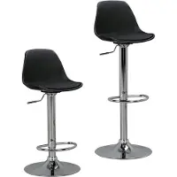 FineBuy HAINAN Tabouret de bar Noir Simili cuir Tabouret d'assise Tabouret de comptoir Tabouret design Chaise de bar Chaise de comptoir Mobilier de bar