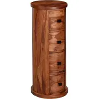 FineBuy Buffet design 85 cm en bois massif de sheesham, Ø 35 cm, petit meuble à tiroirs, meuble d'appoint étroit, mini-commode en bois massif, forme arrondie