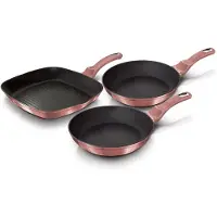Berlinger Haus I-Rose Set de poêles à frire + poêle à griller 20-24-28cm induction aluminium anti-adhésif rose