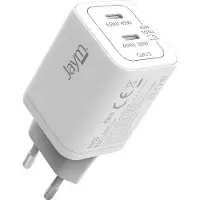 Jaym , GaN chargeur double USB-C 65W PD/PPS ultra-compact, blanc