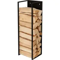 Relaxdays Étagère à bois , fixation murale, dimensions : 100 x 25 x 25 cm, bois de chauffage, revêtement par poudrage, fer, étagère à bois, noir