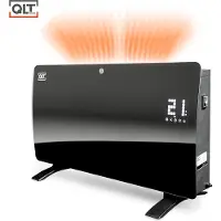 QLT Panneau chauffant en verre incurvé - Chauffage électrique avec App Control - Chauffage de salle de bain avec thermostat et antigel - 2000 Watts - Noir