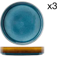 Cosy & Trendy Lot De 3 Assiettes Creuses En Porcelaine, Bleu, D23 Cm