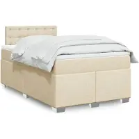 vidaXL Lit boxspring avec matelas Crème 120x190 cm Tissu