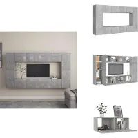 vidaXL Ensemble de 8 meubles TV en bois gris béton - Meubles TV