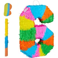 Relaxdays Regenbogen Pinata Zahl mit Zubehör (1 pcs)