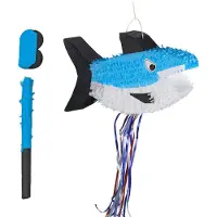 Relaxdays Pinata Set Hai mit Stab und Maske (1 pcs)