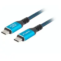 Lanberg CA-CMCM-44CU-0005-BK USB-C M/M USB4 Kabel 0,5m 240W 8K 60Hz schwarz/blau