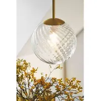 Nordlux Lustre à suspension Chisell Art Deco, Variante : Ø 250 x 380 mm, E27, clair, laiton