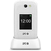 SPC Harmony 2 - Téléphone portable 4G pour seniors avec grosses touches, écran anti-rayures (2,8"+1,77"), touche d'appel d'urgence, volume 104dB et compatible avec les appareils auditifs - Blanc