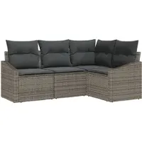vidaXL Ensemble de canapés de jardin , 4 pièces, gris, en résine tressée