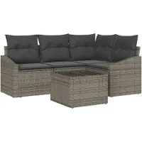 vidaXL Ensemble de canapés de jardin , 5 pièces, gris clair, en résine tressée