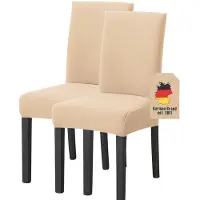 Intirilife 2x Housse Élastique Pour Chaise En Crème Avec Une Surface D'assise De 38 À 45 Cm Et Une Hauteur D'appui De 45 À 65 Cm - Idéal Pour Les Fêtes, Mariages, Hôtels Ou À La Maison