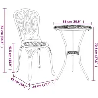 vidaXL Ensemble de jardin Bistro 3 pcs noir aluminium