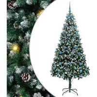vidaXL Arbre de Noël artificiel avec 300 LED avec support Vert 210 cm