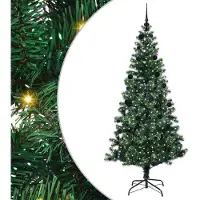 vidaXL Sapin de Noël artificiel pré-éclairé Vert 210 cm PVC et métal