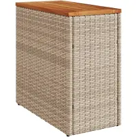 vidaXL Table d'appoint de jardin plateau en bois beige 58x27,5x55 cm Poly rotin