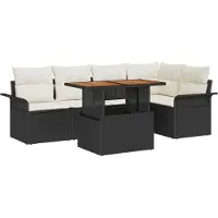 vidaXL Ensemble de canapé de jardin avec coussins 6 pcs noir et crème