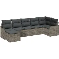 vidaXL Ensemble de canapé de jardin avec mémoire 7 pcs Gris Poly-Rotin