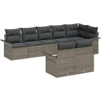 vidaXL Ensemble de canapé de jardin avec mémoire 8 pcs Gris Poly-Rotin