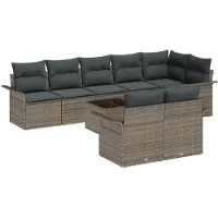 vidaXL Ensemble de canapé de jardin avec mémoire 9 pcs Gris Poly-Rotin