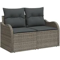 vidaXL Ensemble de canapé de jardin avec coussins avec coussins 9 pcs Gris Poly Rattan