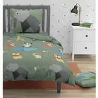Roupillon Parure De Couette Enfant 100% Coton Vert 140x200 Cm