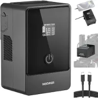 Neewer Mini Batterie V Mount avec Câble de Type C, 6800mAh 99Wh 14,5V Batterie V-Lock avec Écran OLED/PD 65W USB-C/D Tap/BP/USB A/DC pour Appareil Photo Caméra, PS099E
