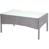 Décoshop26 Table Basse De Jardin Table D'appoint En Poly-Rotin Avec Plaque De Verre Gris 04_0005060