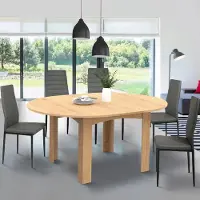 IDMarket Table à manger bois extensible ronde pour 4-8 personnes