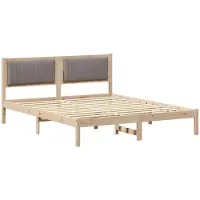 vidaXL Cadre de lit avec tête de lit rembourrée taupe 150 x 200 cm