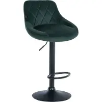 Décoshop26 Tabouret de bar en velours vert coutures décoratives pivotant support métal noir TDB10670